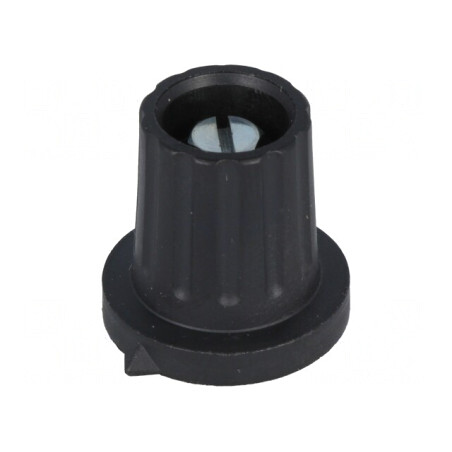 Buton rotativ cu flanșă și indicator plastic 6mm negru | Electronic-mag.ro | Componente Electronice