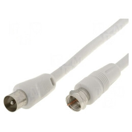 Cablu Coaxial Alb 5m F-Mufă 9.5mm Dublu Ecranat | Electronic-mag.ro | Componente Electronice