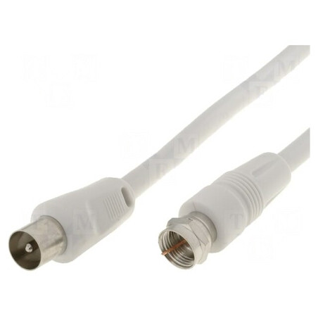 Cablu Coaxial Alb 5m F-Mufă 9.5mm Dublu Ecranat | Electronic-mag.ro | Componente Electronice