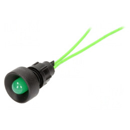 Lampă LED Verde 230V Ø13mm IP20 Plastic | Electronic-mag.ro | Componente Electronice