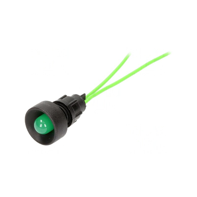 Lampă LED Verde 230V Ø13mm IP20 Plastic | Electronic-mag.ro | Componente Electronice