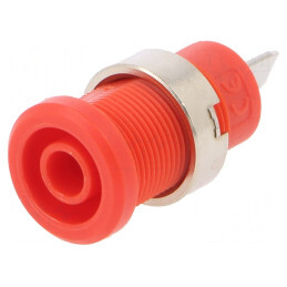 Soclu Banană 4mm 36A Roșu Nichelat Panou Înșurubare | Electronic-mag.ro | Componente Electronice