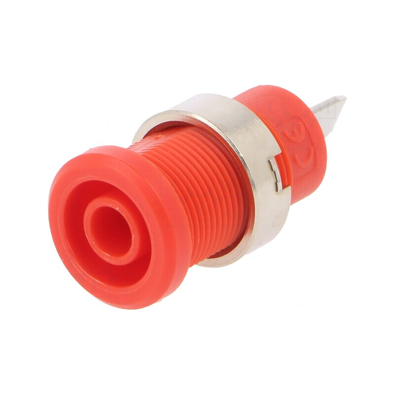 Soclu Banană 4mm 36A Roșu Nichelat Panou Înșurubare | Electronic-mag.ro | Componente Electronice