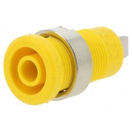 Soclu Banană 4mm 36A Galben Nichelat Pe Panou | Electronic-mag.ro | Componente Electronice