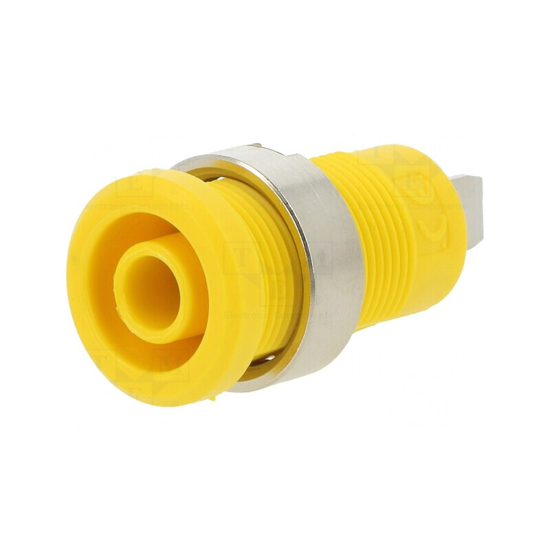 Soclu Banană 4mm 36A Galben Nichelat Pe Panou | Electronic-mag.ro | Componente Electronice