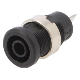 Soclu Banană 4mm 36A Negru Nichelat Pe Panou | Electronic-mag.ro | Componente Electronice