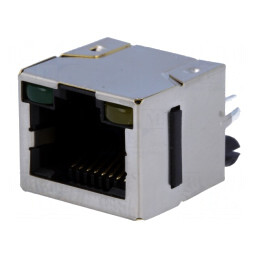 Soclu RJ45 Cat 5 Ecranat cu LED 8p8c THT | Electronic-mag.ro | Componente Electronice