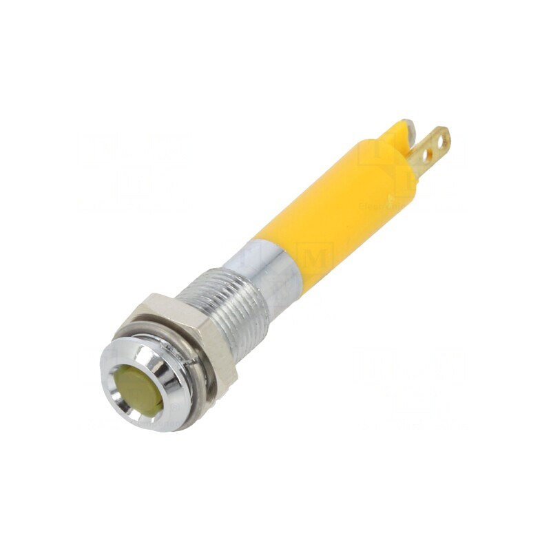 Lampă LED galbenă 24VDC Ø6mm metalică | Electronic-mag.ro | Componente Electronice