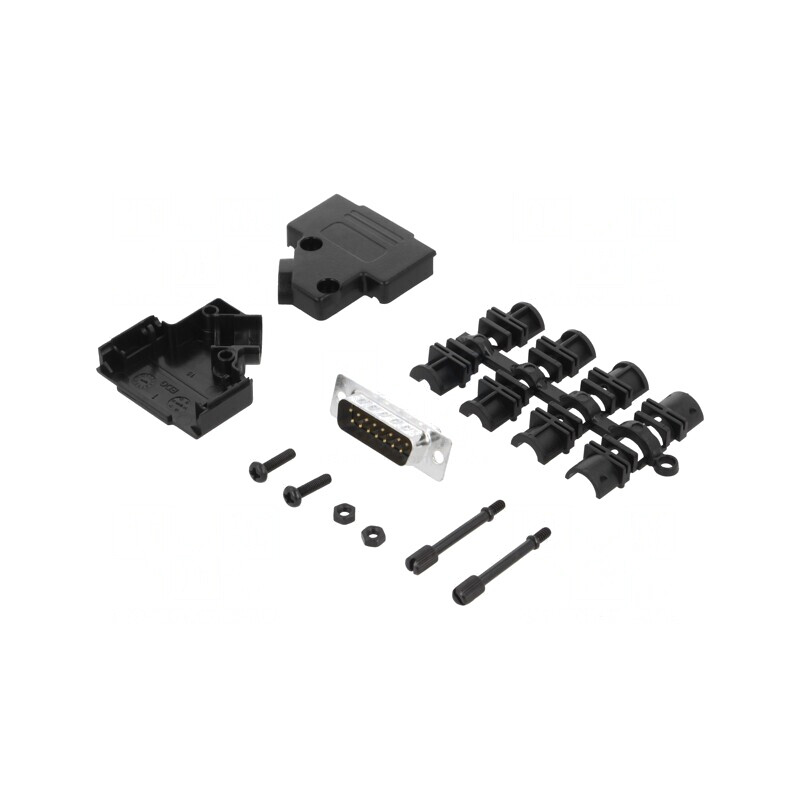 Mufă D-Sub 15 PIN în unghi 45° pentru lipire pe cablu | Electronic-mag.ro | Componente Electronice