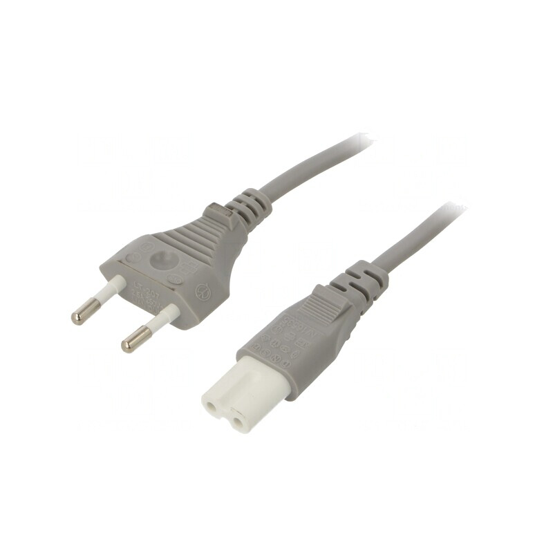 Cablu de Alimentare 1,8m Gri 2x0,75mm2 CEE 7/16 la IEC C7 | Electronic-mag.ro | Componente Electronice Cablu de Alimentare 1,8m Gri 2x0,75mm2 CEE 7/16 la IEC C7 | Electronic-mag.ro | Componente Electronice