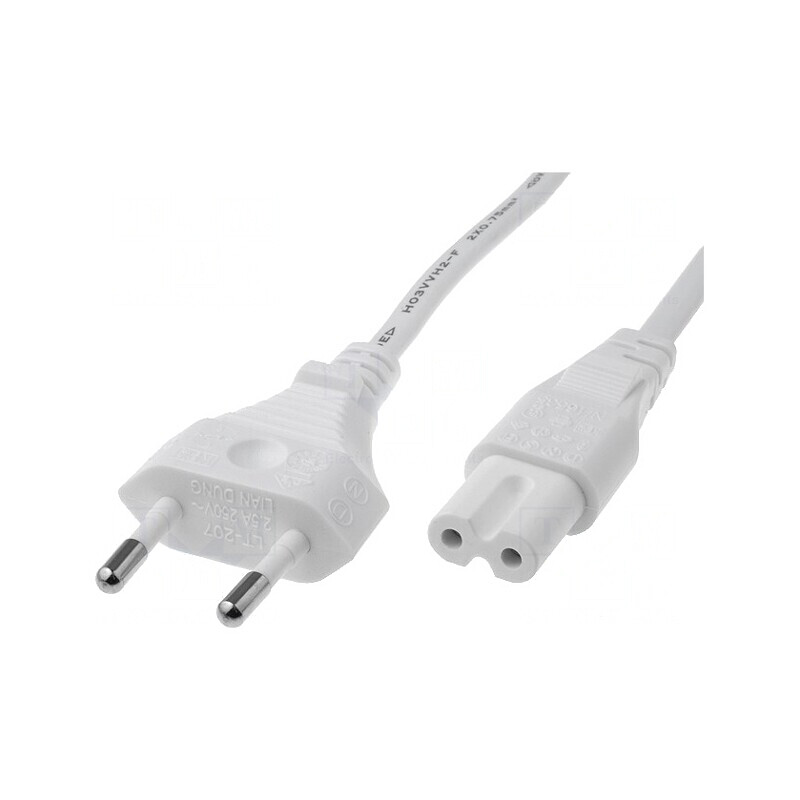 Cablu Alimentare Alb 1.8m 2x0.75mm2 IEC C7 - CEE 7/16 | Electronic-mag.ro | Componente Electronice Cablu Alimentare Alb 1.8m 2x0.75mm2 IEC C7 - CEE 7/16 | Electronic-mag.ro | Componente Electronice