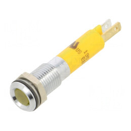 Lampă de control LED galbenă 24VDC Ø8mm metal | Electronic-mag.ro | Componente Electronice