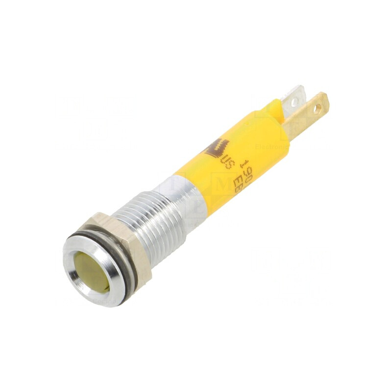 Lampă de control LED galbenă 24VDC Ø8mm metal | Electronic-mag.ro | Componente Electronice
