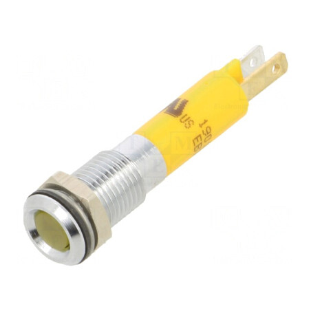 Lampă de control LED galbenă 24VDC Ø8mm metal | Electronic-mag.ro | Componente Electronice