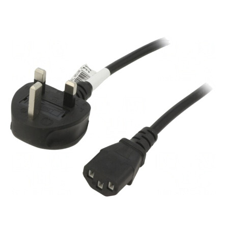 Cablu de alimentare 1,5m negru 3x0,5mm2 BS 1363 la IEC C13 | Electronic-mag.ro | Componente Electronice