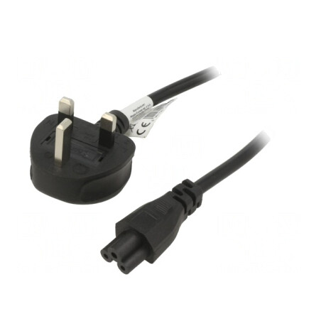 Cablu Alimentare 1,5m Negru BS 1363 la IEC C5 | Electronic-mag.ro | Componente Electronice