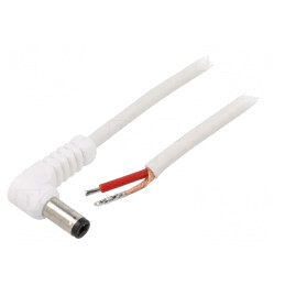 Cablu Alimentare DC 5.5/2.5 Alb 0.5m | Electronic-mag.ro | Componente Electronice