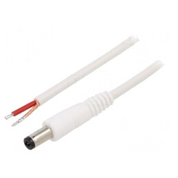 Cablu Alimentare DC Alb 0.5m 1x1mm2 5.5/2.1 | Electronic-mag.ro | Componente Electronice
