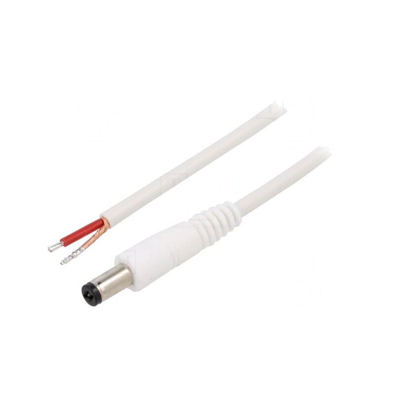 Cablu Alimentare DC Alb 0.5m 1x1mm2 5.5/2.1 | Electronic-mag.ro | Componente Electronice