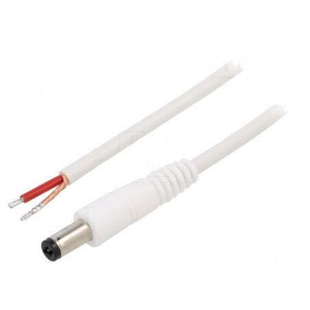 Cablu Alimentare DC Alb 0.5m 1x1mm2 5.5/2.1 | Electronic-mag.ro | Componente Electronice