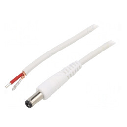 Cablu Alb 1x1mm2 0,5m cu Mufă DC 5,5/2,5 | Electronic-mag.ro | Componente Electronice