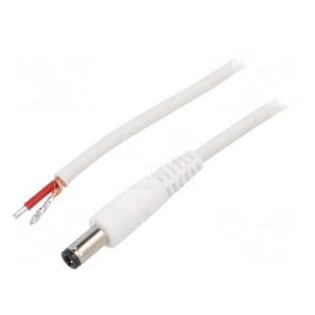 Cablu Alb 1x1mm2 0,5m cu Mufă DC 5,5/2,5 | Electronic-mag.ro | Componente Electronice