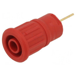 Soclu Banană 4mm 32A 1kV Roșu Aurit Panou 33mm | Electronic-mag.ro | Componente Electronice