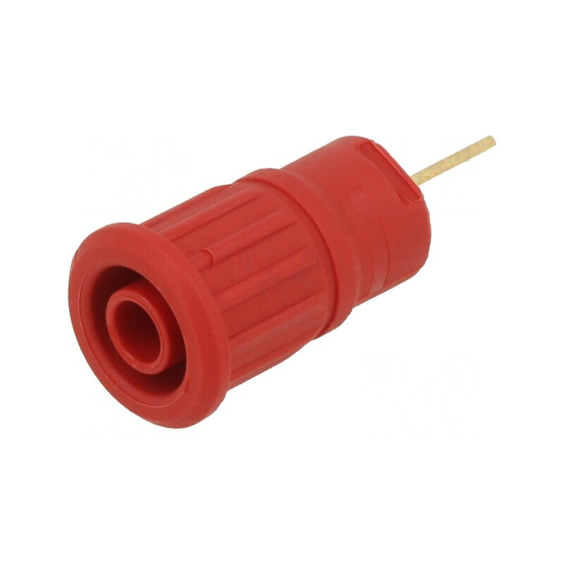 Soclu Banană 4mm 32A 1kV Roșu Aurit Panou 33mm | Electronic-mag.ro | Componente Electronice