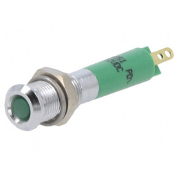 Lampă LED verde 12VDC Ø6mm metalică | Electronic-mag.ro | Componente Electronice