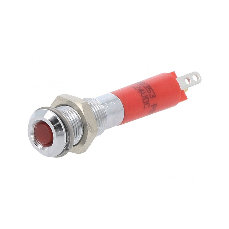 Lampă LED roșie 24V Ø6mm metal | Electronic-mag.ro | Componente Electronice