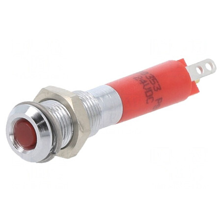 Lampă LED roșie 24V Ø6mm metal | Electronic-mag.ro | Componente Electronice