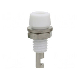 Soclu banană 2mm 10A albă pe panou | Electronic-mag.ro | Componente Electronice