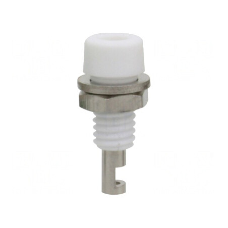 Soclu banană 2mm 10A albă pe panou | Electronic-mag.ro | Componente Electronice