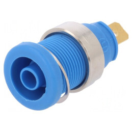Soclu Banană 4mm Albastru Aurit 25A 1kVDC | Electronic-mag.ro | Componente Electronice