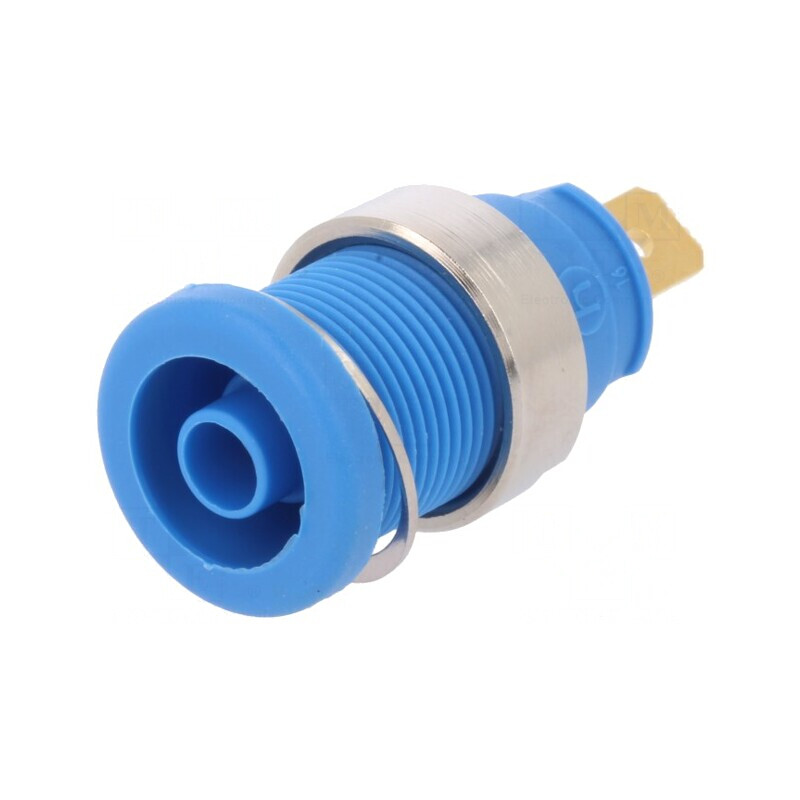 Soclu Banană 4mm Albastru Aurit 25A 1kVDC | Electronic-mag.ro | Componente Electronice