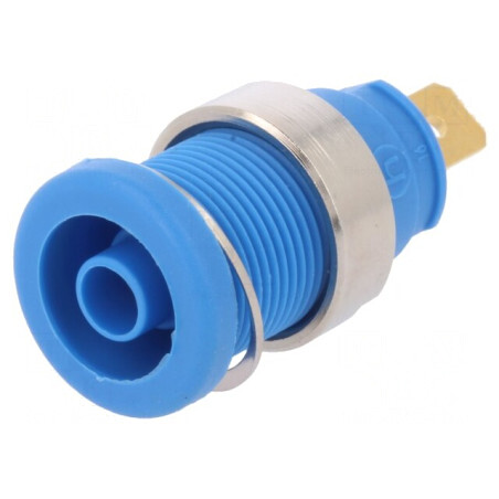Soclu Banană 4mm Albastru Aurit 25A 1kVDC | Electronic-mag.ro | Componente Electronice