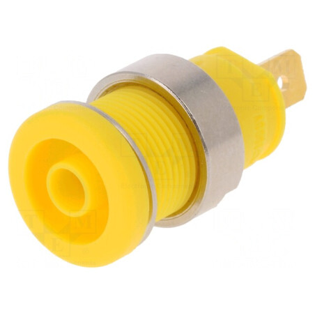 Soclu banană galben 4mm 25A 1kVDC aurit înşurubare 32mm | Electronic-mag.ro | Componente Electronice
