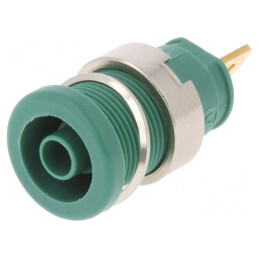 Soclu Banană Verde 4mm 25A 1kVDC Aurit