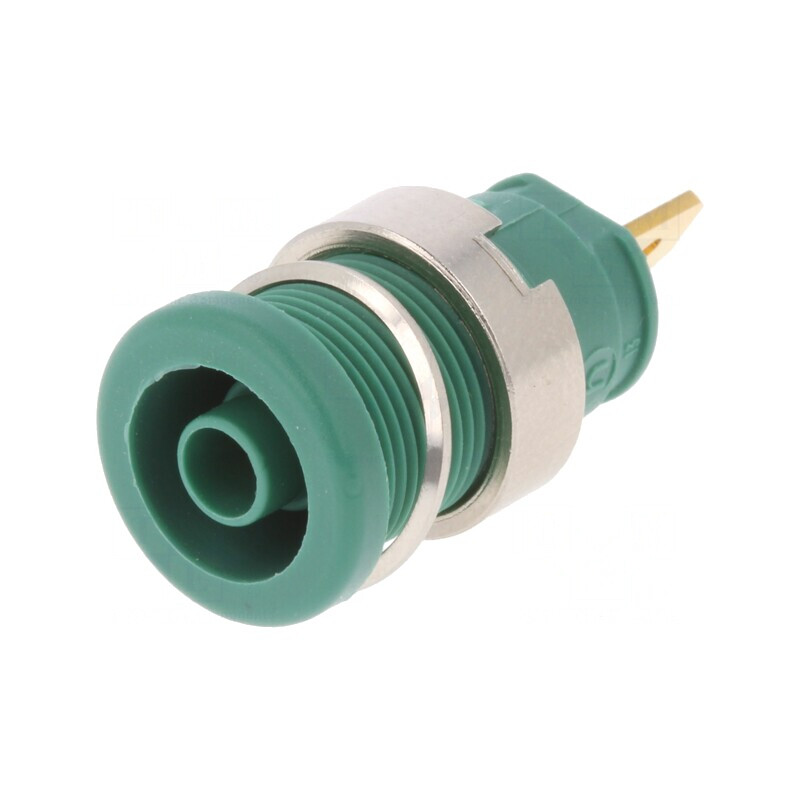 Soclu Banană Verde 4mm 25A 1kVDC Aurit | Electronic-mag.ro | Componente Electronice