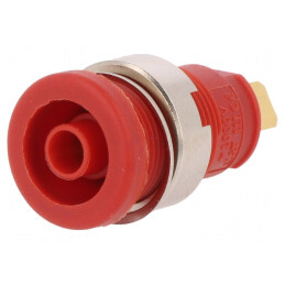 Soclu banană 4mm 25A roșie aurit 1kVDC | Electronic-mag.ro | Componente Electronice