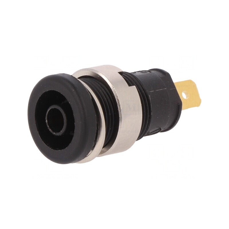 Soclu Banană 4mm 25A Negru Aurit 1kVDC Înşurubare | Electronic-mag.ro | Componente Electronice