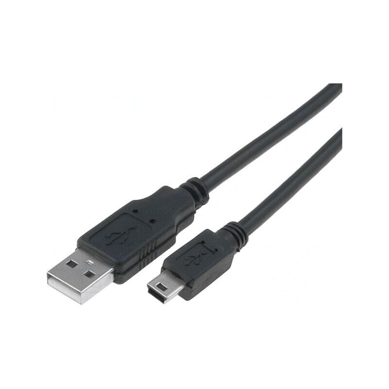Cablu USB 2.0 A la Mini B Nichelat 3m Negru | Electronic-mag.ro | Componente Electronice