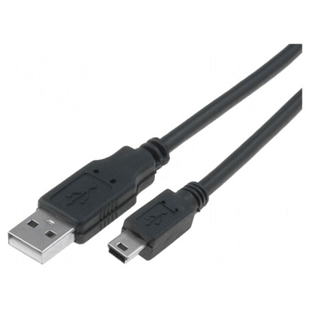 Cablu USB 2.0 A la Mini B Nichelat 3m Negru | Electronic-mag.ro | Componente Electronice