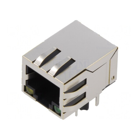 Soclu RJ45 8P8C THT cu LED Ecranat | Electronic-mag.ro | Componente Electronice