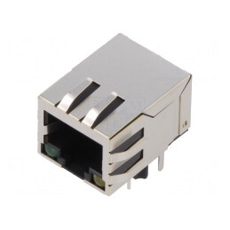 Soclu RJ45 ecranat cu LED 8p8c THT | Electronic-mag.ro | Componente Electronice