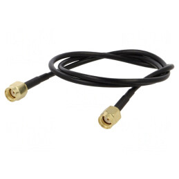 Cablu RF 50Ω 0,5m RP-SMA M-M Negru