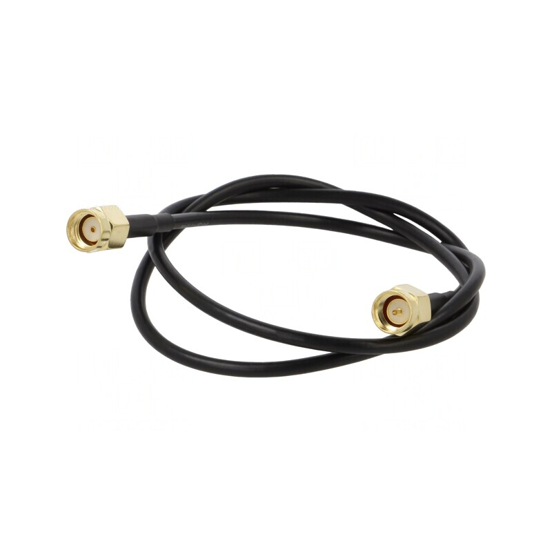 Cablu 50Ω 0,5m RP-SMA Tată - SMA Mufă Negru Drept | Electronic-mag.ro | Componente Electronice