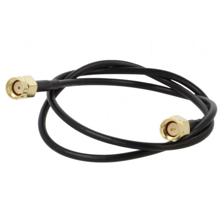 Cablu 50Ω 0,5m RP-SMA Tată - SMA Mufă Negru Drept | Electronic-mag.ro | Componente Electronice