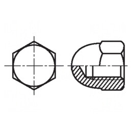 Piuliţă hexagonală M8 cromată 13mm