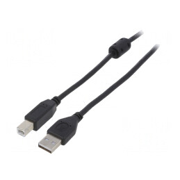 Cablu USB 2.0 A-B Aurit 3m Negru | Electronic-mag.ro | Componente Electronice